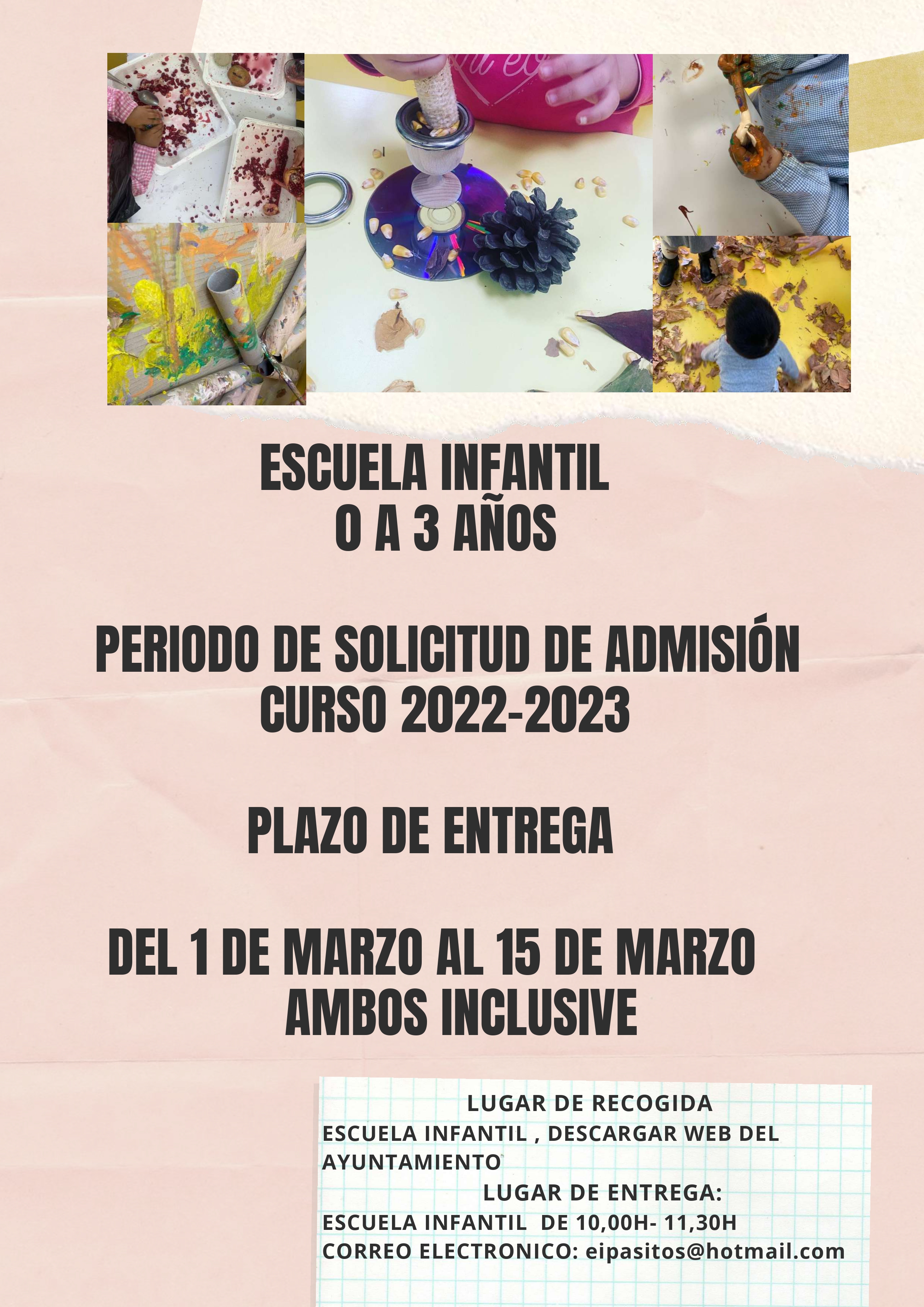 ESCUELA INFANTIL CURSO 2022/2023. SOLICITUD PREINSCRIPCIÓN