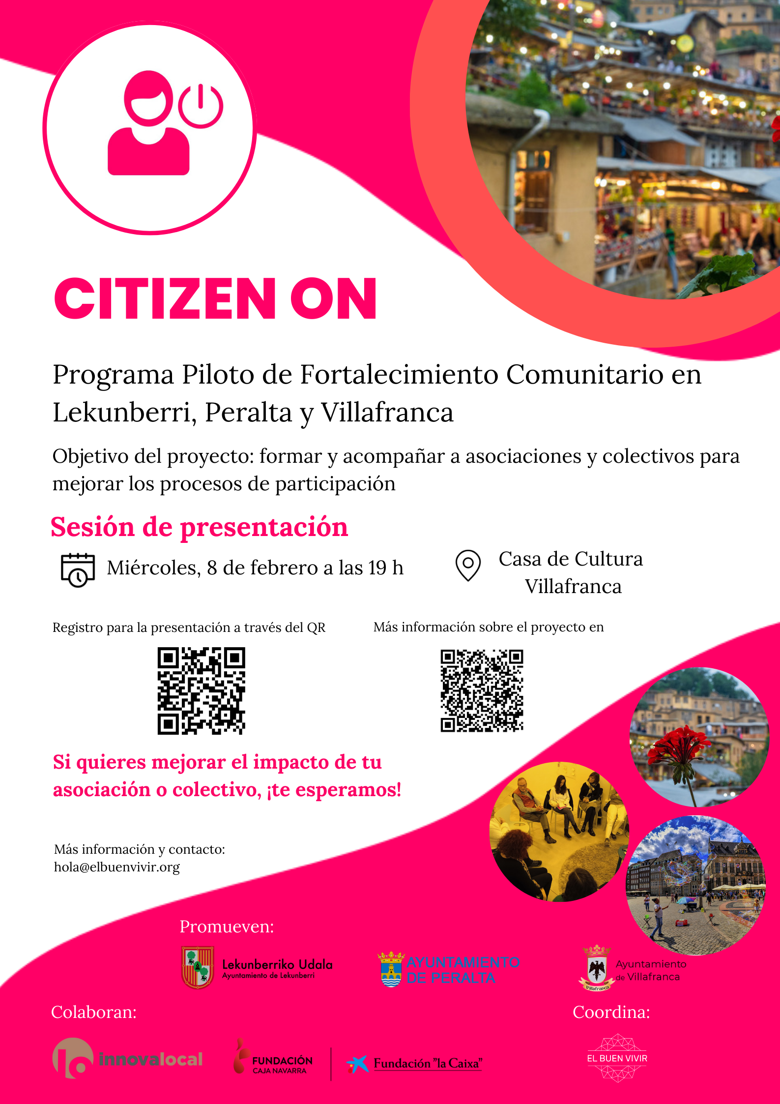 CITIZEN ON – Programa Piloto de Fortalecimiento Comunitario de Lekunberri, Peralta y Villafranca.