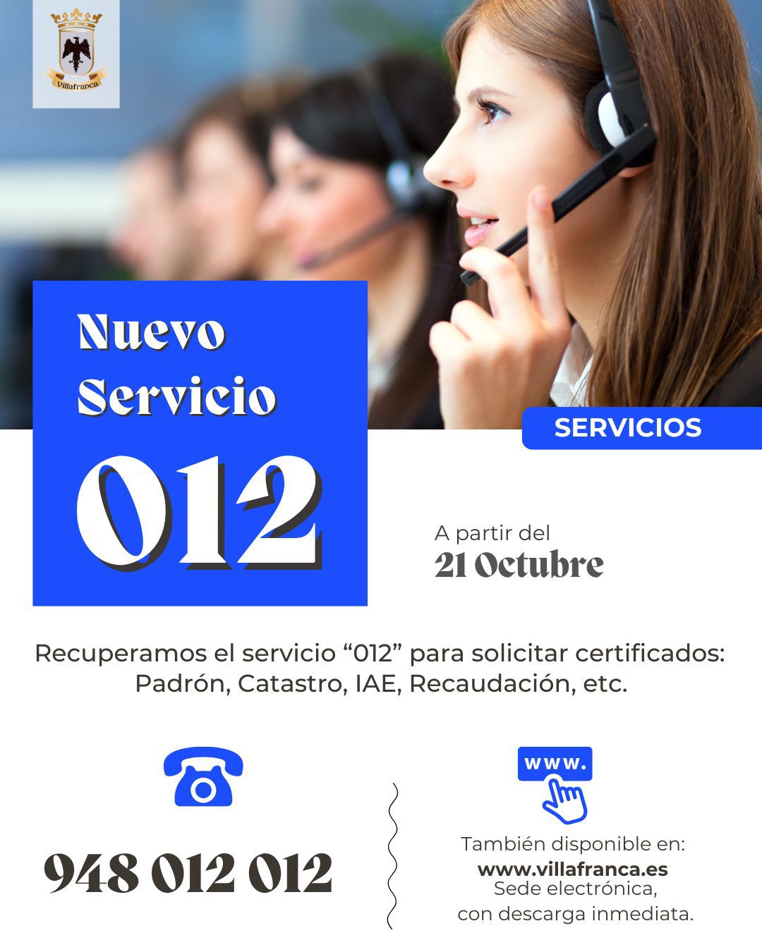 NUEVO SERVICIO «012» NUEVO SERVICIO «012»